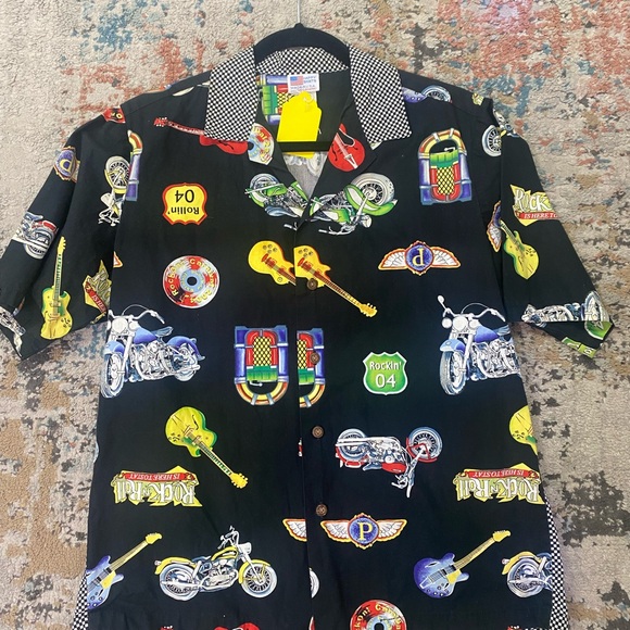 Rock N Roll themed Hawaiian shirt - Picture 1 of 2